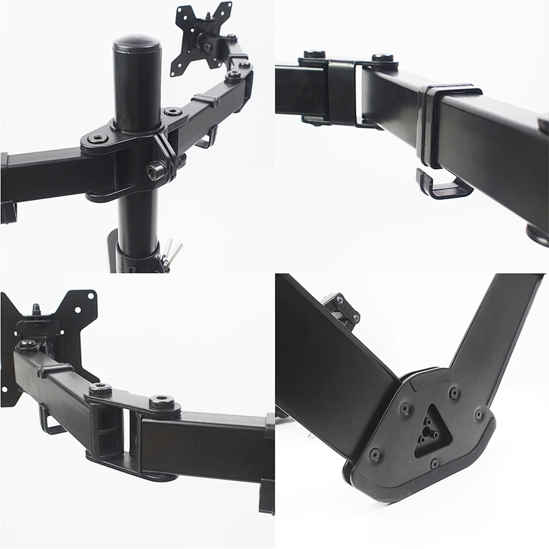 Full Motion Dual Monitor Free-Standing Desk Stand VESA Mount Double Joints | Holds 13