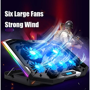 RGB Laptop Cooler For Laptop 12-18 Inch Six Fans LCD Screen Laptop Cooling stand Adjustable