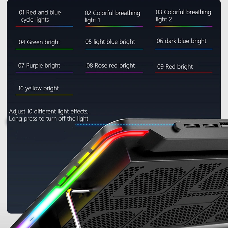 RGB Gaming Laptop Cooler 12-17 Inch,Six Fan Cooling Bracket With Led Screen,Notebook Cool Stand Two USB Ports