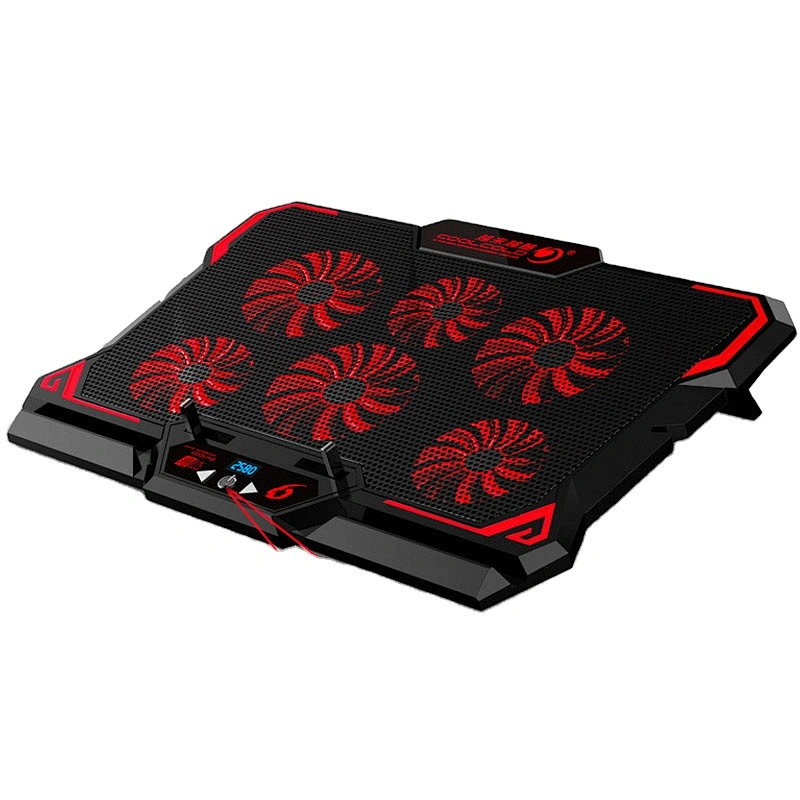 Gaming Laptop Cooler Notebook Cooling Pad 6 Silent Red Blue LED Fans Powerful Air Flow Portable Adjustable Laptop Stand