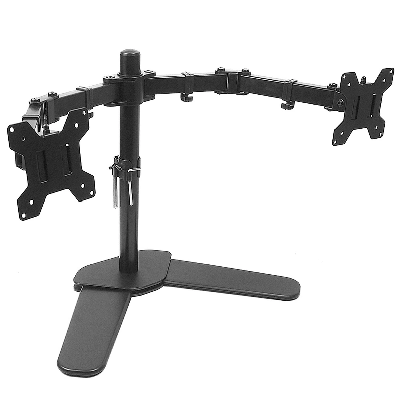 Full Motion Dual Monitor Free-Standing Desk Stand VESA Mount Double Joints | Holds 13