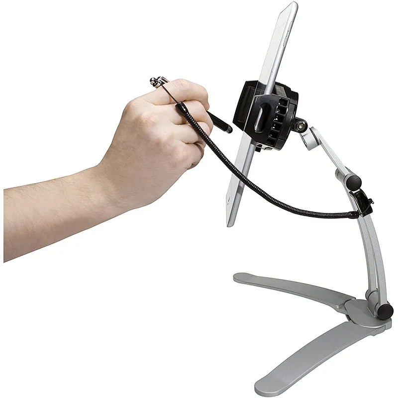 2020 Factory Price Aluminum tablet Phone Stand 2-in-1 Kitchen Tablet Stand, Wall/Desktop Mount W/Stylus for Tablets