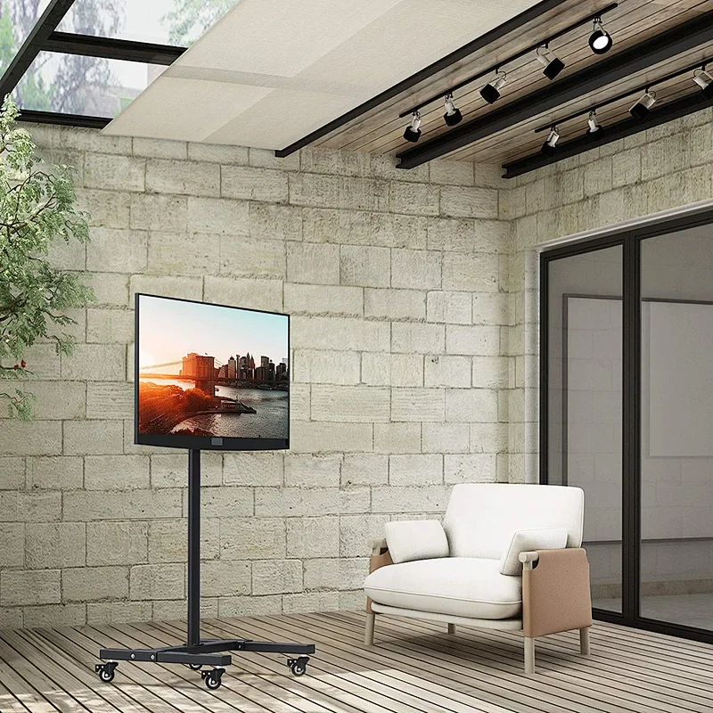 2021 Mobile TV Cart with Lockable Wheels for 13-42 Inch LCD LED Flat Panel Screens, 7-Level Height Adjustable Rolling TV Stand