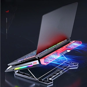 2021 New Gaming Laptop Cooler RGB LED Notebook stand Powerful Air Flow Adjustable Cooling Pad 2 USB Ports For 12-18 inch Laptop