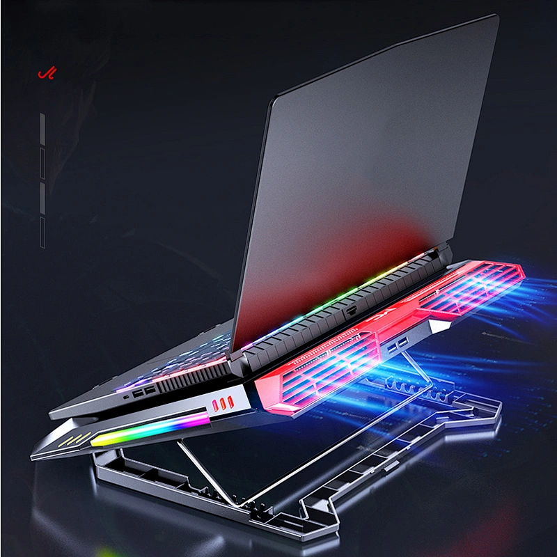 2021 New Gaming Laptop Cooler RGB LED Notebook stand Powerful Air Flow Adjustable Cooling Pad 2 USB Ports For 12-18 inch Laptop