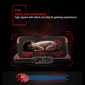 Gaming Laptop Cooler Notebook Cooling Pad 6 Silent Red Blue LED Fans Powerful Air Flow Portable Adjustable Laptop Stand