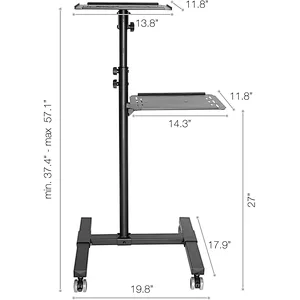 2021 Mobile Projector Stand Rolling Height Adjustable Laptop and Projector Cart On Wheels Black Presentation Trolley