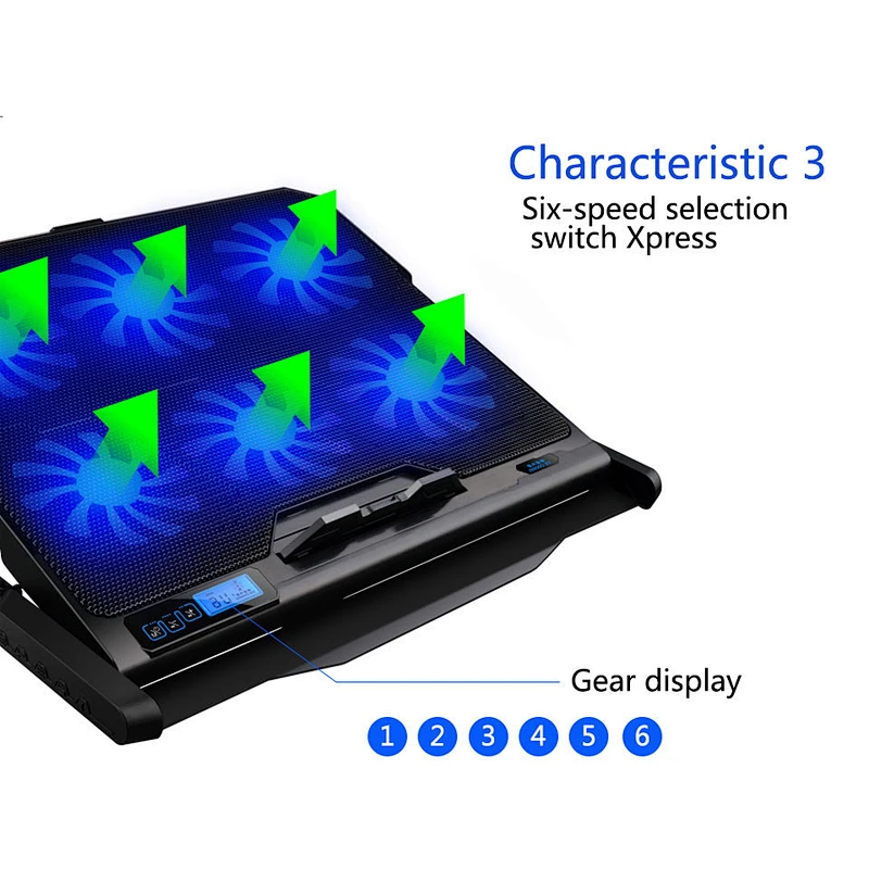 New Laptop cooler 2 USB Ports and Six cooling Fan laptop cooling pad Notebook Stand for 13-17