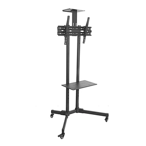 TV Cart Mobile TV Stand Wheeled Flat Screen Television Stands with Rolling Casters and Shelf, TV Mount Bracket