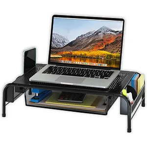 Metal Desk Monitor Stand Riser with Organizer Drawer