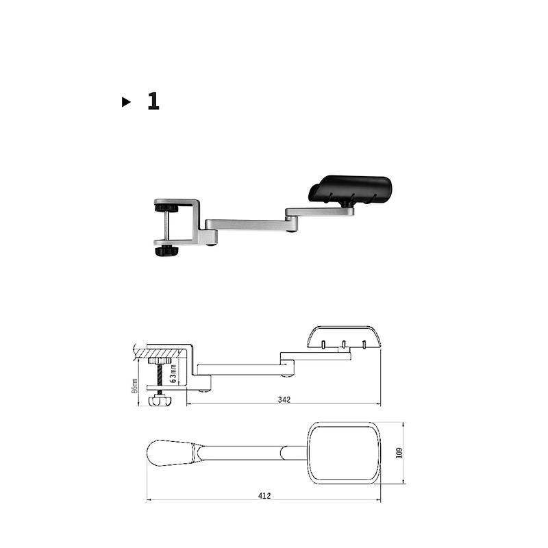 2021 Ergonomic Arm Rest Rotating Mouse Arm Rest Mouse Pad Cradle Computer Hand Rest for Computer Table Arm Support Aluminum