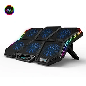 RGB laptop cooler 12-17 inch Led Screen Laptop cooling pad Notebook cooler stand with Six Fan and 2 USB Ports