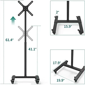 2021 Mobile TV Cart with Lockable Wheels for 13-42 Inch LCD LED Flat Panel Screens, 7-Level Height Adjustable Rolling TV Stand