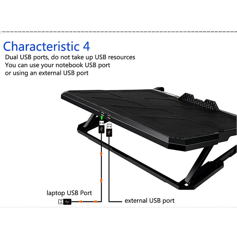New Laptop cooler 2 USB Ports and Six cooling Fan laptop cooling pad Notebook Stand for 13-17