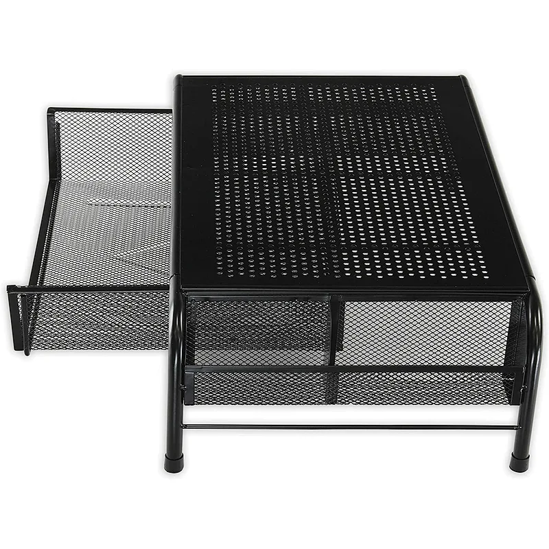 Metal Desk Monitor Stand Riser with Organizer Drawer
