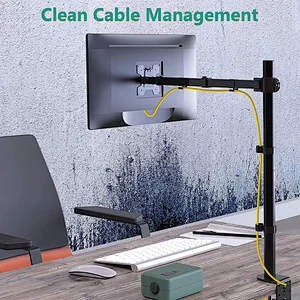MG Extra Tall Single Monitor Desk Mount Stand with 32 inch Pole Features Full Adjustable Tilt and Articulation Holds 13 to 32