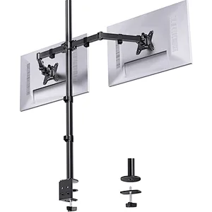 MG Extra Tall Dual Monitor Stand Up Desk Mount Extra Tall 32 inch Pole Fully Adjustable Stand for up to 27 inch Screens