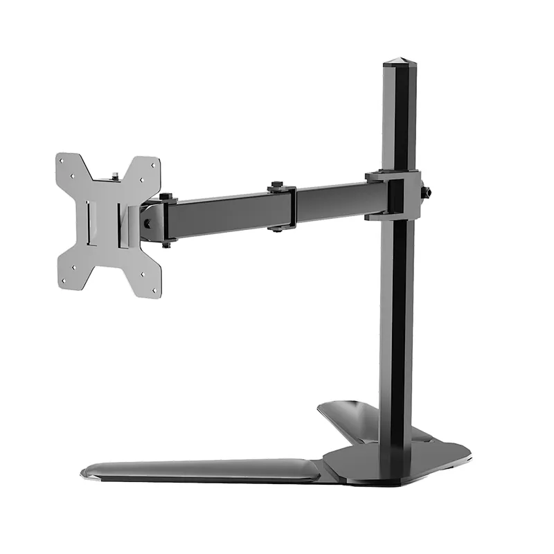 Single LCD Computer Monitor Free-Standing Desk Stand Riser with Adjustable Tilt, Swivel, Rotation Screen 13 to 27