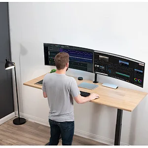 MG Premium Dual Ultra Wide LCD LED 27 to 38 inch Monitor Desk Mount Heavy Duty Adjustable Telescoping Arms Fits 2 Screens