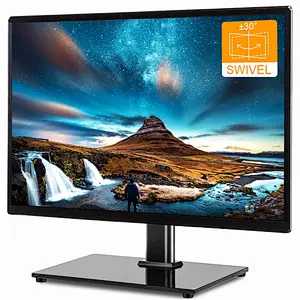 MG Universal Swivel Height Adjustable TV Stand  Heavy Duty Tempered Glass Base Table top TV Base  Replacement