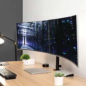 MG Premium Dual Ultra Wide LCD LED 27 to 38 inch Monitor Desk Mount Heavy Duty Adjustable Telescoping Arms Fits 2 Screens