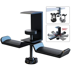2022 Dual Rotatable Headphone Stand Hanger Under Desk Clamp Headset Holder Load up to 11lb Headset Stand Hanger Compatible