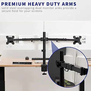 MG Premium Dual Ultra Wide LCD LED 27 to 38 inch Monitor Desk Mount Heavy Duty Adjustable Telescoping Arms Fits 2 Screens