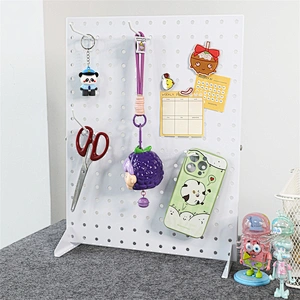 Office Organizer Pegboard Desk Mount Metal Gaming Pegboard Organization Shelf with Hooks Black Metal Display