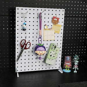 Office Organizer Pegboard Desk Mount Metal Gaming Pegboard Organization Shelf with Hooks Black Metal Display