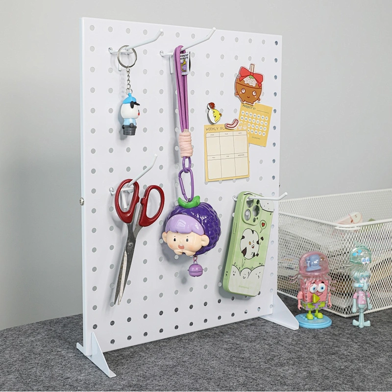 Office Organizer Pegboard Desk Mount Metal Gaming Pegboard Organization Shelf with Hooks Black Metal Display