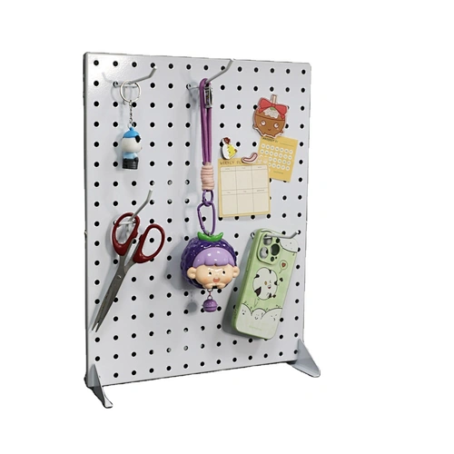 Office Organizer Pegboard Desk Mount Metal Gaming Pegboard Organization Shelf with Hooks Black Metal Display