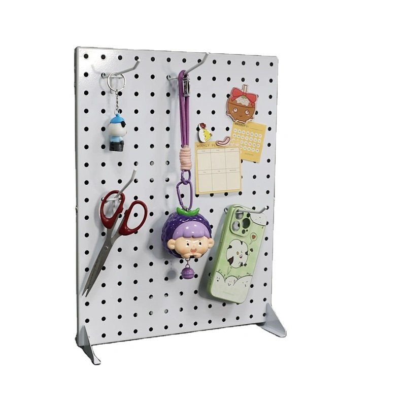 Office Organizer Pegboard Desk Mount Metal Gaming Pegboard Organization Shelf with Hooks Black Metal Display