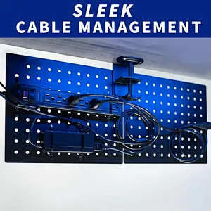 Pegboard Wall Organizer For Table Clamp  Office Organizer Pegboard Shelf with Hooks Black Metal Display