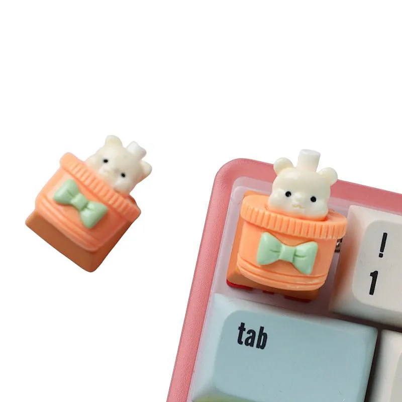 Customization 3D Printed Stereo Keycaps Cute Bear  DIY Cartoon Personalized Resin Monoblock Custom Mechanical Keycaps