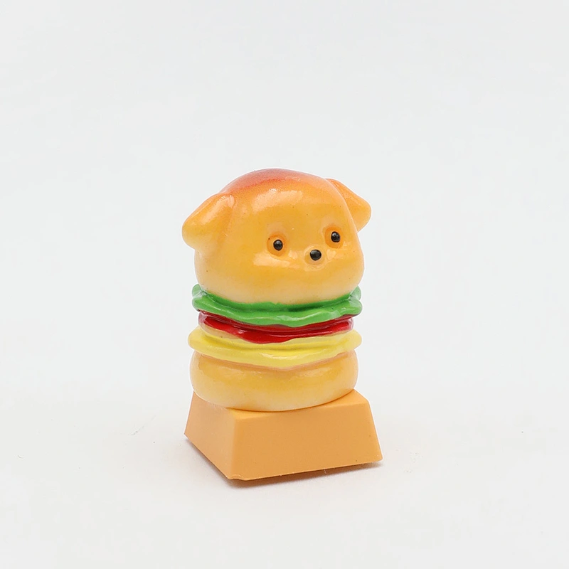 2024 MG 3D Dog Hamburg Resin Keycaps Handmade ESC Keycap Of Silver Ingot for Mechanical Keyboard