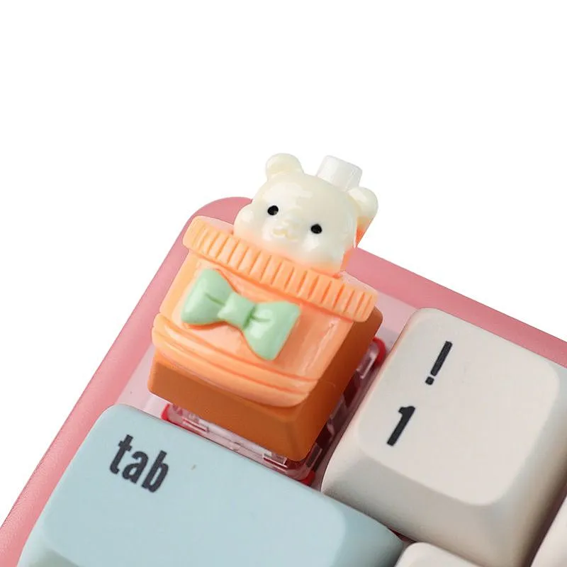 Customization 3D Printed Stereo Keycaps Cute Bear  DIY Cartoon Personalized Resin Monoblock Custom Mechanical Keycaps