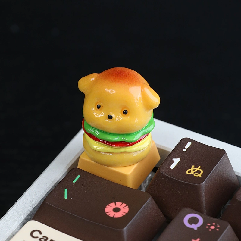 2024 MG 3D Dog Hamburg Resin Keycaps Handmade ESC Keycap Of Silver Ingot for Mechanical Keyboard