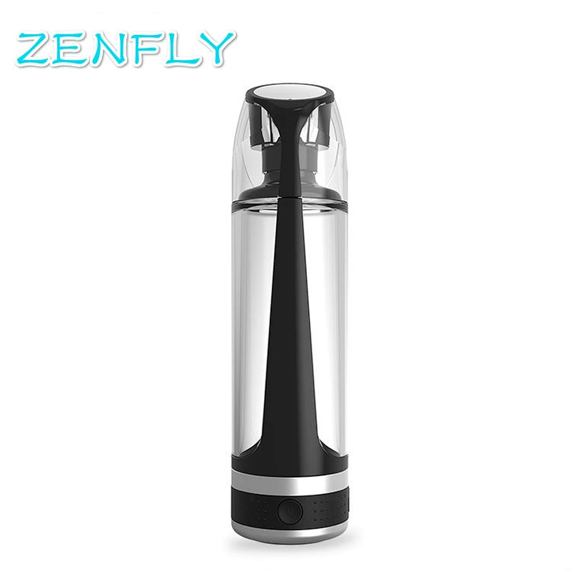 ZENFLY 500ML Portable Hydrogen Water Ionizer Bottle Maker Generator Glass BPA-free W/ Self-cleaning Function & Lid Cup