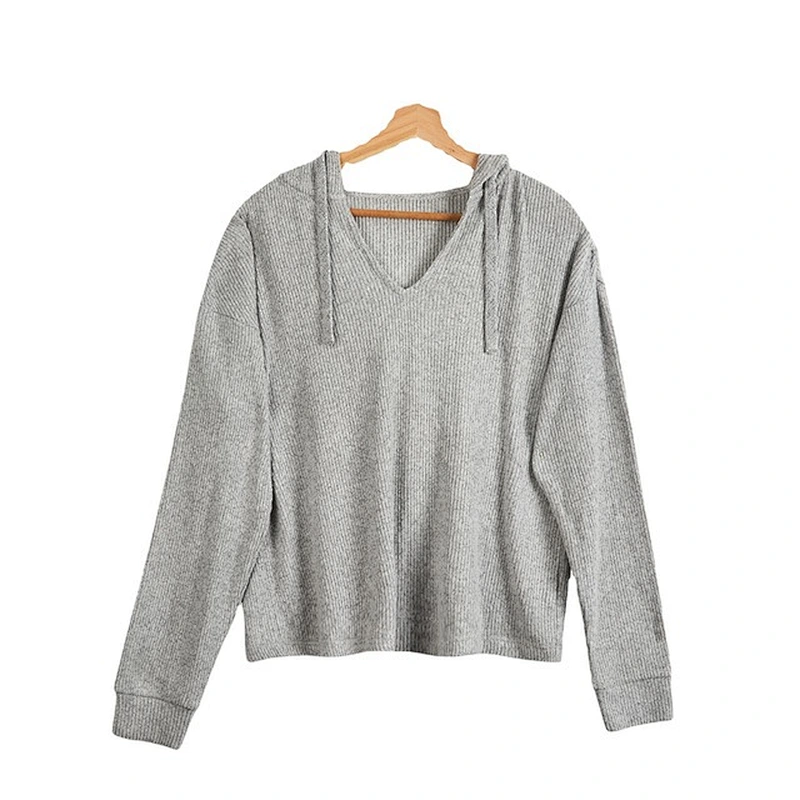 Custom spring autumn Women long-sleeved hooded home clothes sweater pyjamas set soft comfortable long-pants knitting pajamas set