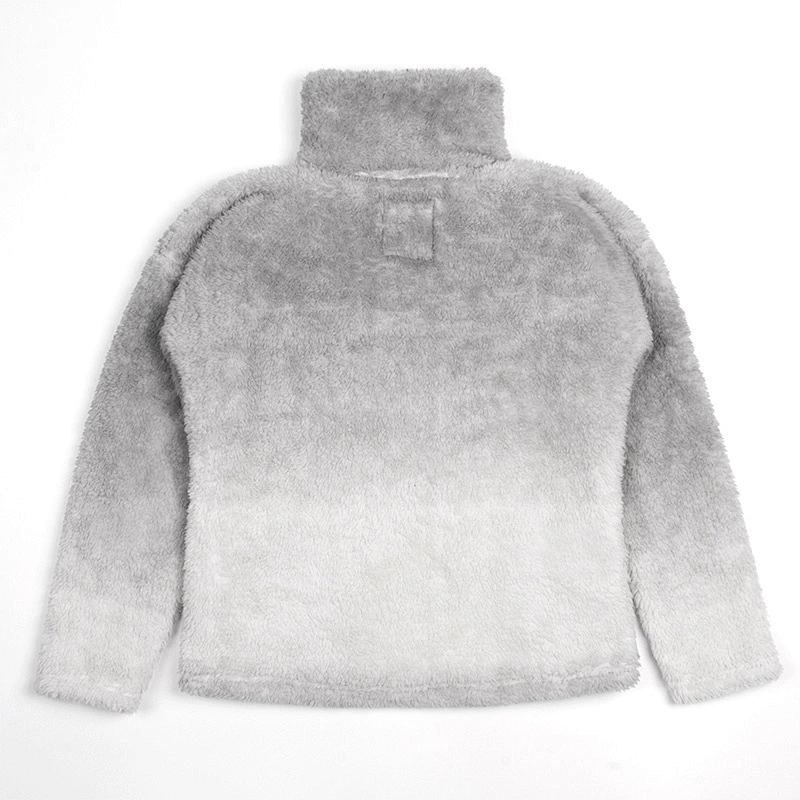 Unisex Winter Suit Teddy Coat Sweatershirt Gradient Color Zippper Sherpa Fleece Pullover