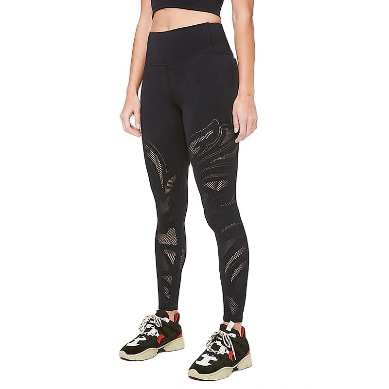 Luxurious Floral Mesh Legging High Quality Seamless Leightweight Elastane Pants Hollow Out Stretch Breathable Sexy Sportswear
