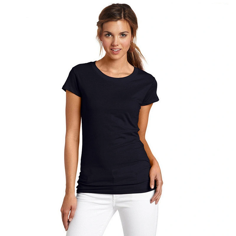 2021New Logo custom round neck pure color cotton short-sleeved shirt DIY sports T-shirt for women