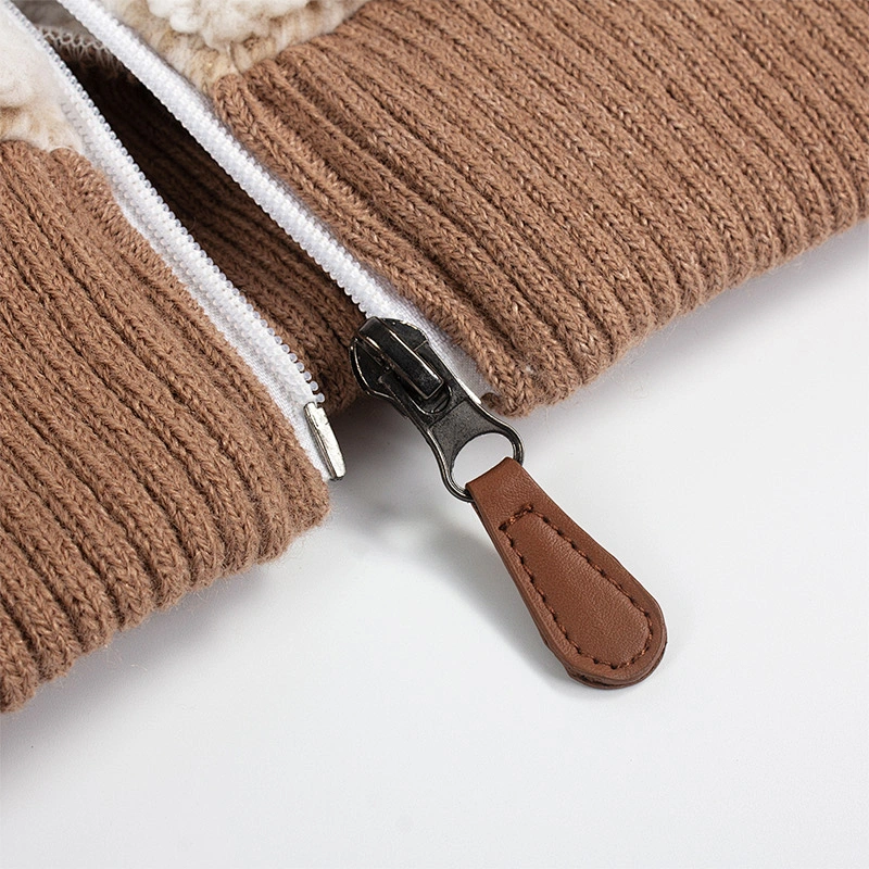 Factory Direct Winter Warm Teddy Waistcoat Beige Full Zip Sleeveless Hooded Sherpa Fleece Vest