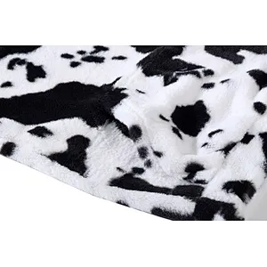 Unisex Kangaroo Pocket Hooded Sweatershirt Cow Printing Sherpa Hoodie Fleece pullover
