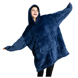 Amazon Top Seller Hooded Blanket Sweatshirt Oversized Microfiber & Sherpa Wearable Blanket