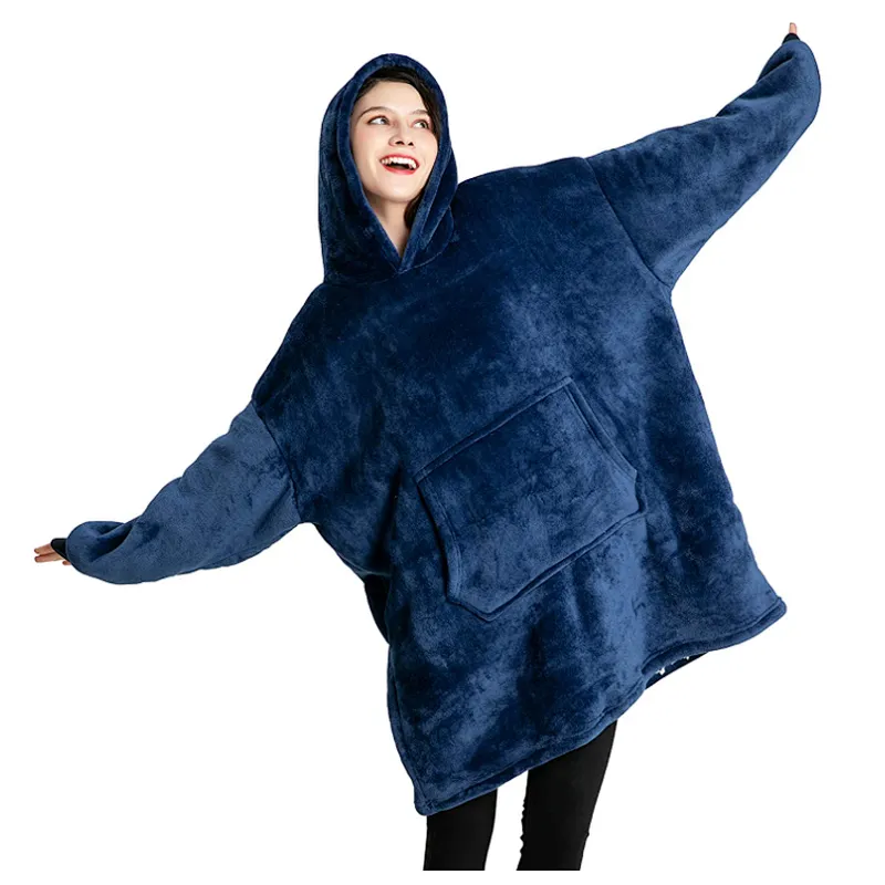 Amazon Top Seller Hooded Blanket Sweatshirt Oversized Microfiber & Sherpa Wearable Blanket