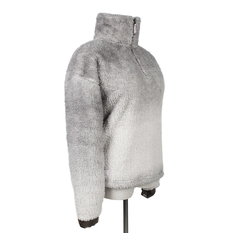 Unisex Winter Suit Teddy Coat Sweatershirt Gradient Color Zippper Sherpa Fleece Pullover
