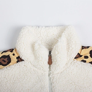 Womens Fuzzy Long Plush Sweatshirt Hem Belted Quarter Zip Leopard Print Sherpa Fleece Pullover