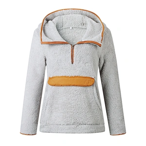 Womens Half Zipper Hoodies Sweatshirts Kangaroo Pockets Tie dye Sherpa Fleece Hoodie Pullover