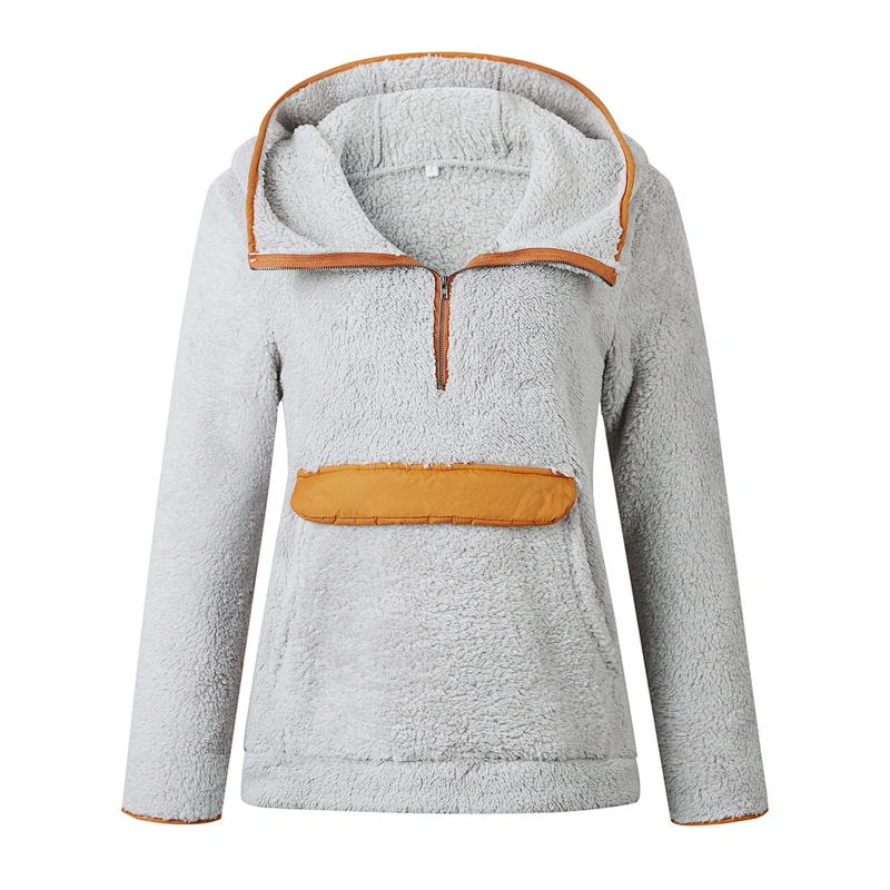 Womens Half Zipper Hoodies Sweatshirts Kangaroo Pockets Tie dye Sherpa Fleece Hoodie Pullover